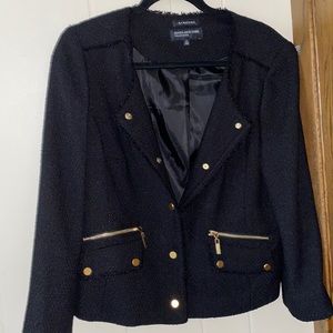 Tweed- black blazer with gold details!! Super Chic
